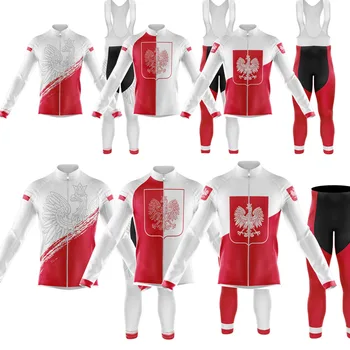 2023 Весна и осень, комплект майки Велосипедной команды Польши, мужская велосипедная одежда с длинным рукавом, рубашки для шоссейных велосипедов, костюм MTB Ropa Maillot