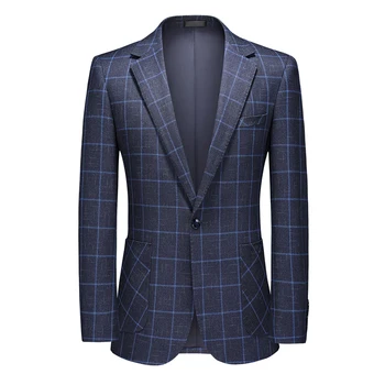 Долгосрочный мужской модный тонкий молодежный популярный пиджак S-5XL в тонкую клетку в корейском стиле с одним верхом West Top 2022 года