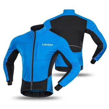 Комплект мужской велосипедной одежды Lixada, Водонепроницаемая Ветрозащитная велосипедная куртка из теплого флиса с длинным рукавом, Джерси со штанами