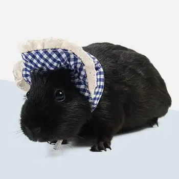 Кроличья шапка Удобная маленькая шапочка для домашних животных с клетчатым принтом Хомяк Морская свинка Шляпа горничной