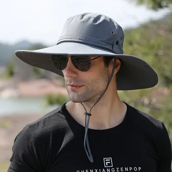 мужская водонепроницаемая шляпа-ведро с 12-сантиметровыми полями, летняя солнцезащитная шляпа с защитой от ультрафиолета, Походная кепка для рыбалки, Модная Панама, шляпа унисекс